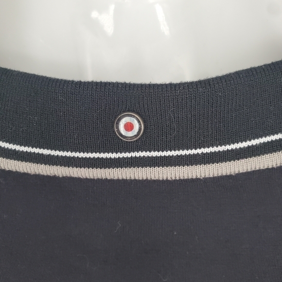 Ben Sherman Stripe Tipped Polo Shirt Men's Large Navy Blazer Classic Relaxed Fit - Picture 6 of 10